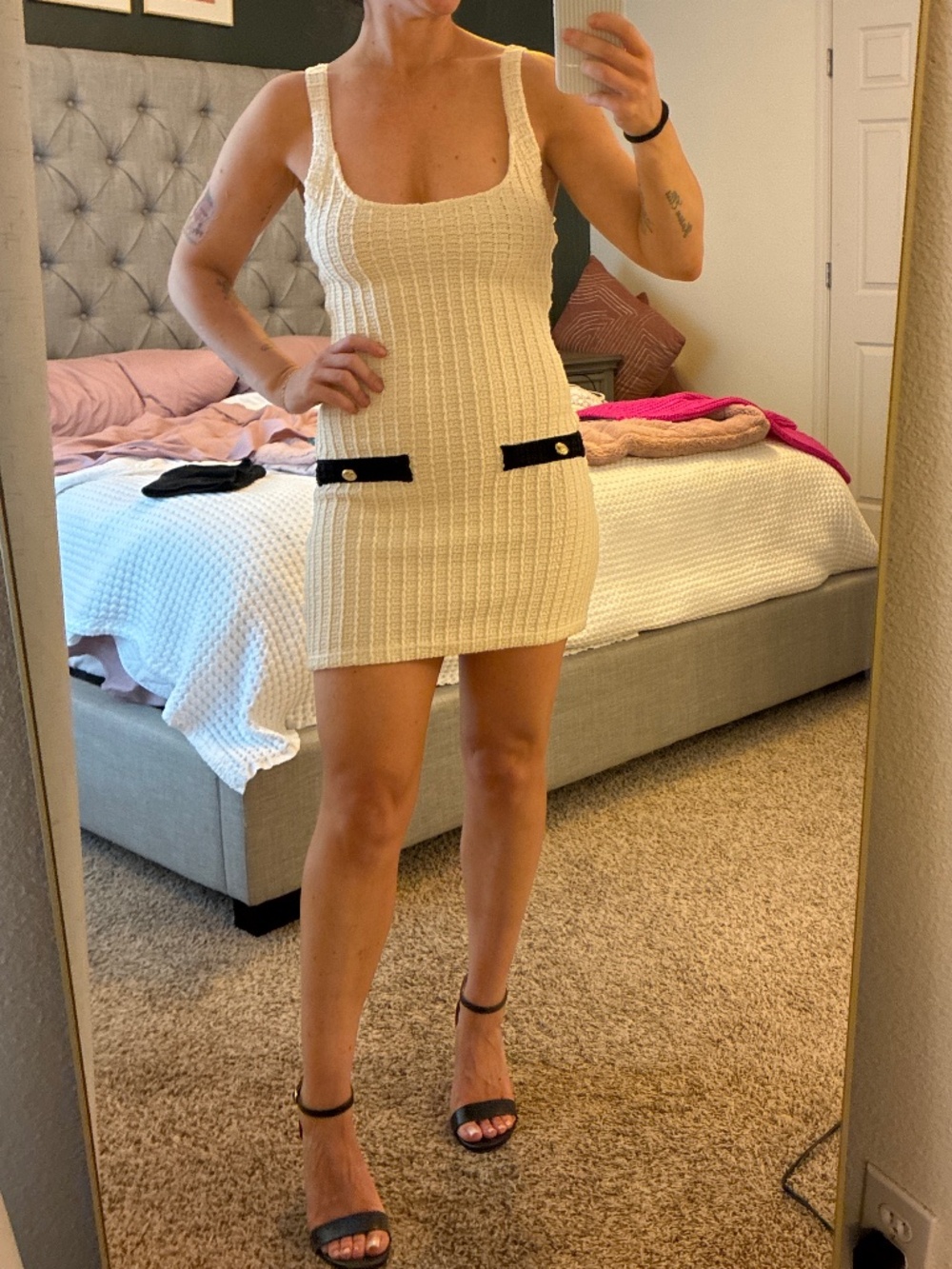 Zara cream and black dress